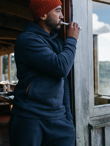 Men's Zawn Hoodie Heavyweight organic cotton hooded sweatshirt in navy