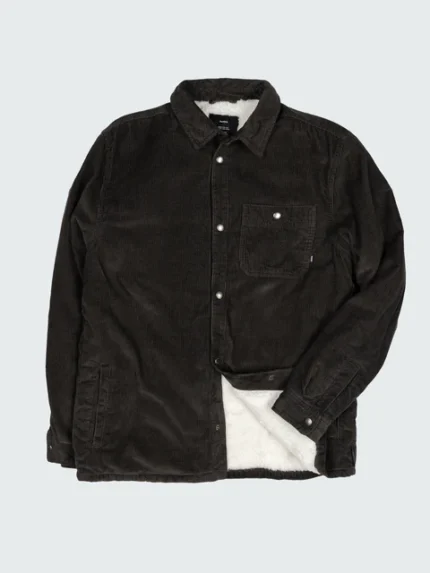 Men's Rigger Fleece Lined Jacket Organic cotton cord overshirt with fleece lining in raven black